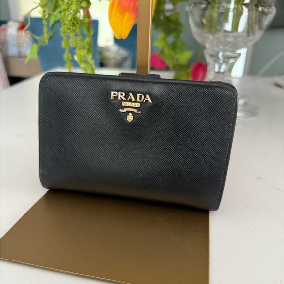 PRADA Black Saffiano Metal Leather Logo French Bifold Wallet - live listings - Picture 13 of 13